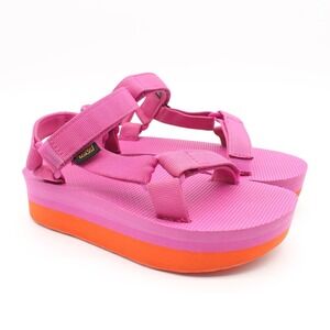 Teva Flatform Universal Sandals Womens Size 5 Pink Orange Strappy